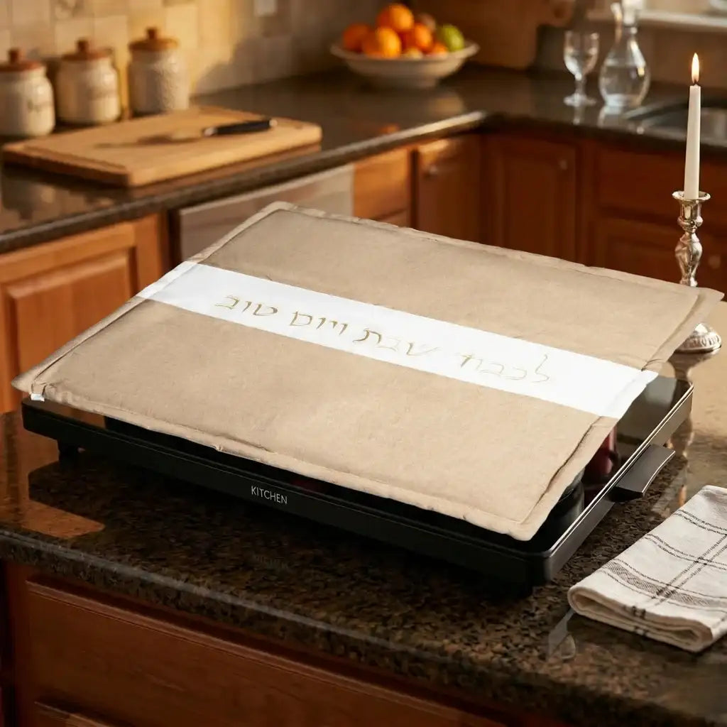 Hot Plate Cover – Shabbat Heat-Retaining Cover | Cream Gold Edition