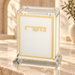 Tzedakah Box – Elegant Clear Acrylic Charity Box with White & Gold Design
