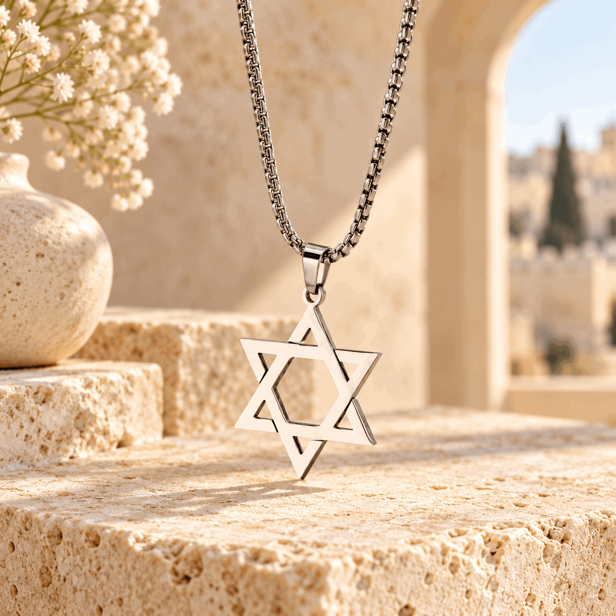 Star of David Necklace – Stainless Steel Magen David Pendant for Men & Women | Gold - Silver - Black
