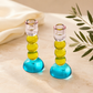 Candlesticks – Modern Glass Shabbat & Yom Tov Candlesticks | Pastel Blue, Yellow & Pink Bubble Design