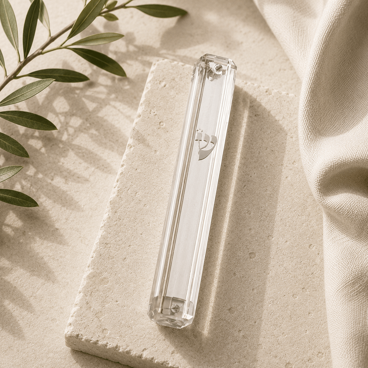 Mezuzah Case – Clear Plastic Mezuzah with Gold or Silver Shin | Fits 5.9" Klaf