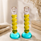 Candlesticks – Modern Glass Shabbat & Yom Tov Candlesticks | Pastel Blue, Yellow & Pink Bubble Design