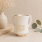Netilat Yadayim Washing Cup – Beige Concrete Modern Polymer Design with Gold Accent