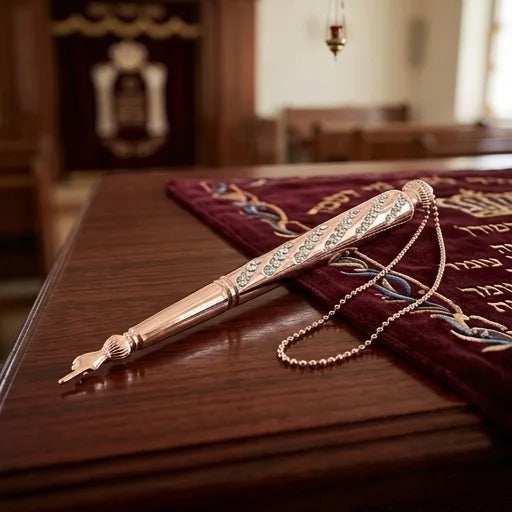 Yad Torah Pointer - Luxury Gold Finish with Crystal Stones