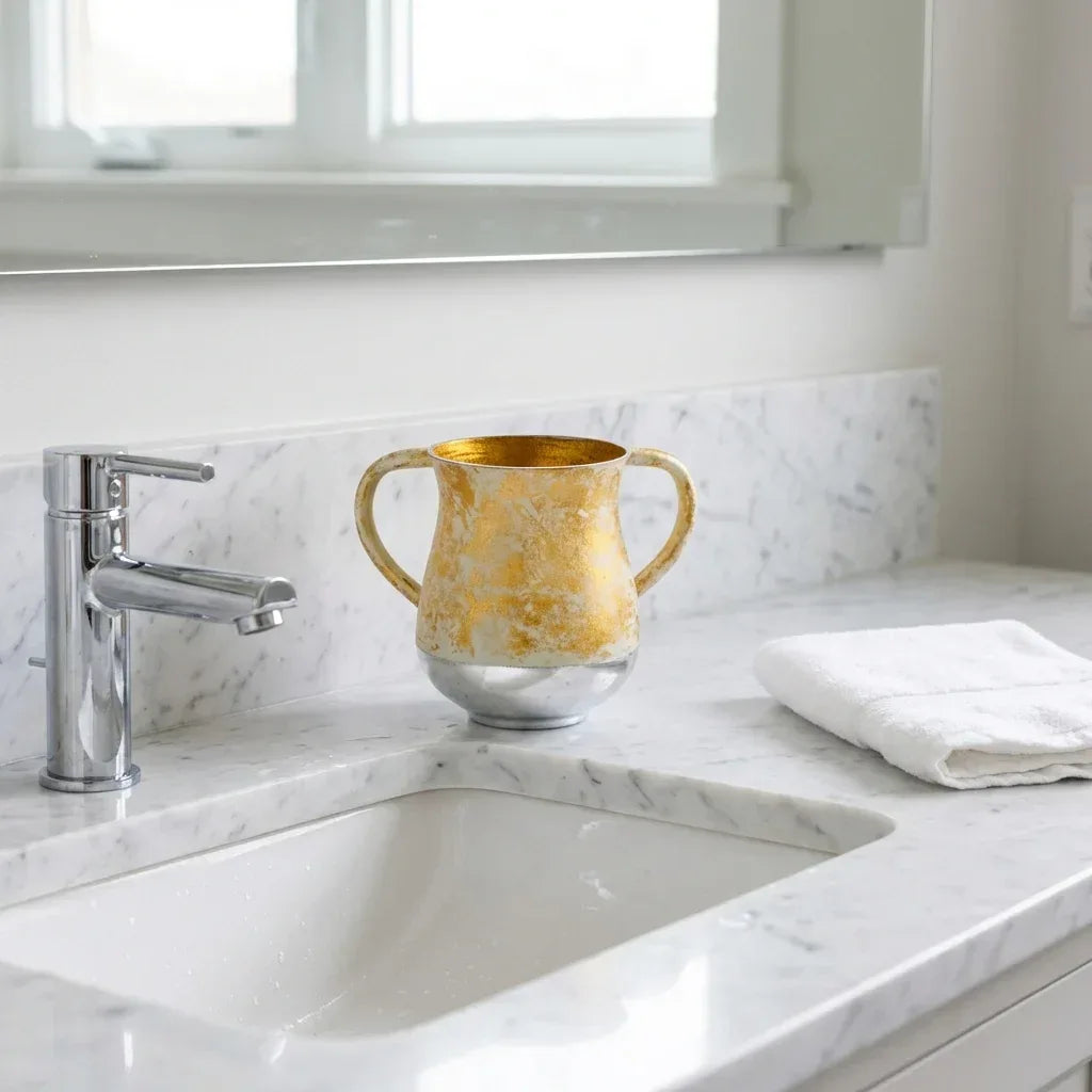 netilat yadayim washing cup - gold & silver aluminum - orot judaica