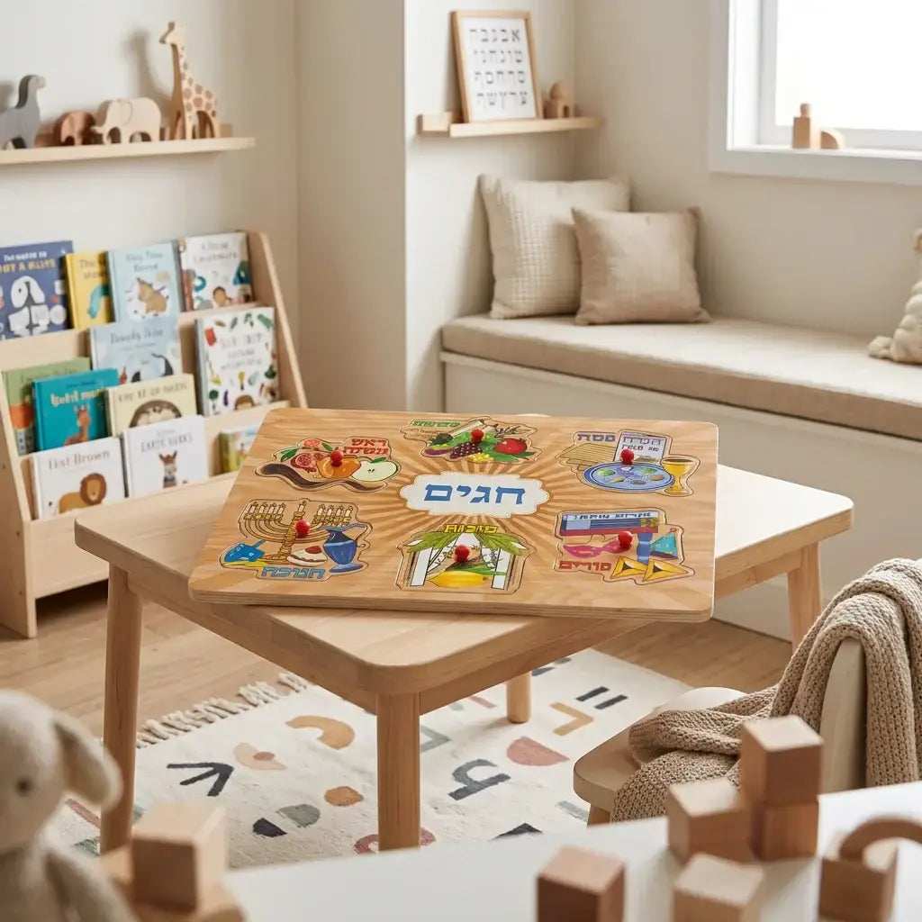 Wooden Jewish Holidays Puzzle - Kids Learning Board