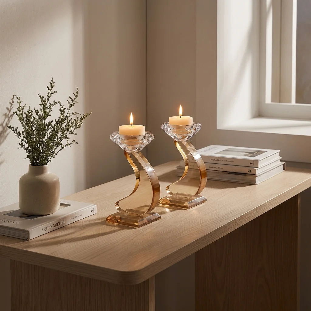 Candlesticks – Crystal Shabbat & Yom Tov Candlesticks | Flame Design