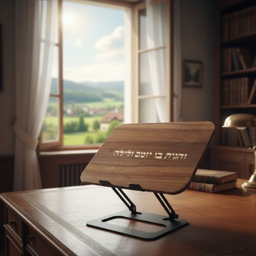 Natural Wood Shtender with a Metal Base