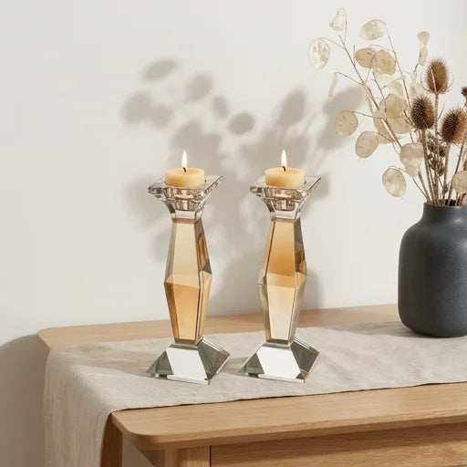 Crystal Shabbat Candlesticks - Pair