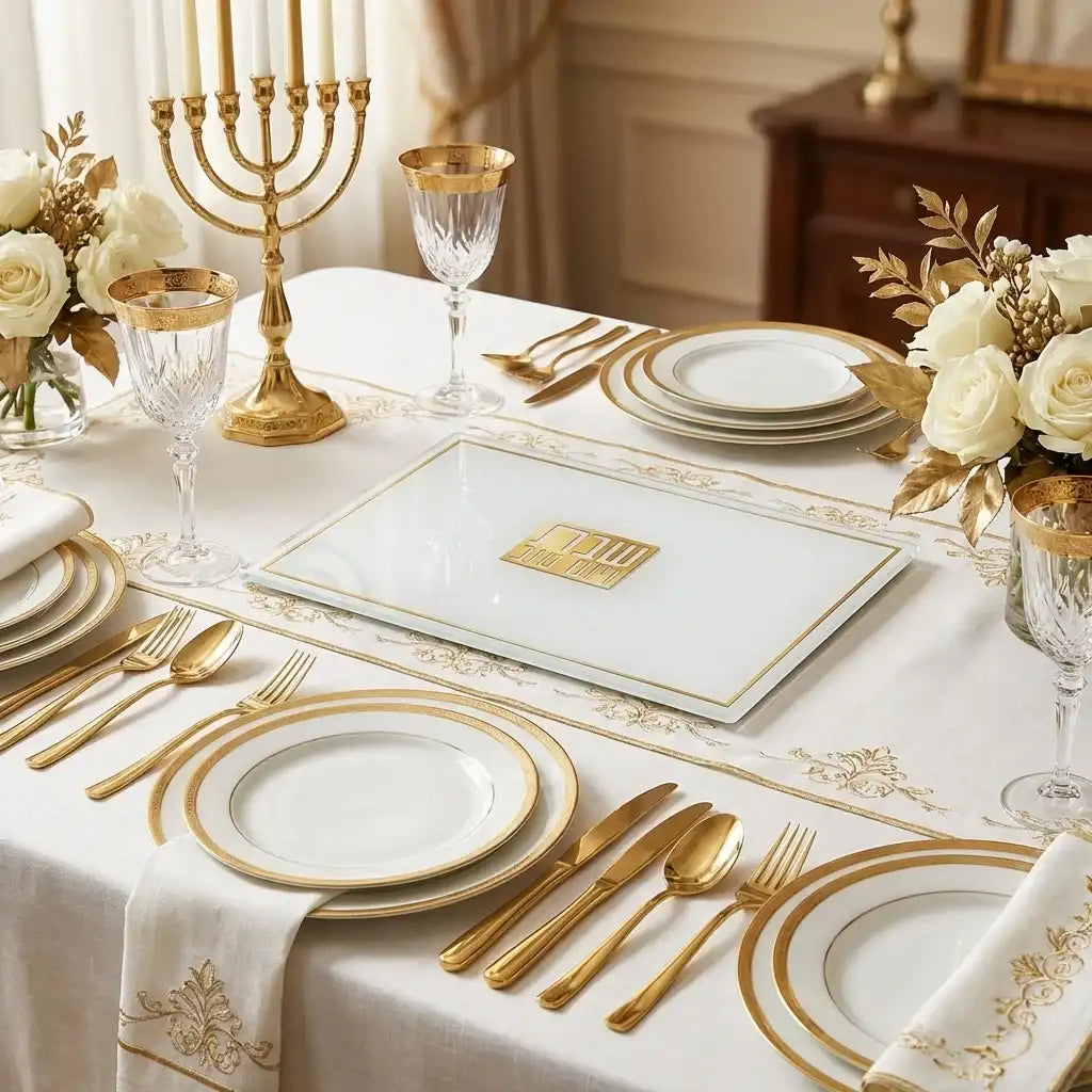 Challah Board – Glass Board | Shabbat & Yom Tov Gold Design