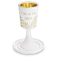 Kiddush Cup with Stem & Saucer - Jerusalem Design Modern Stone Finish