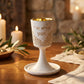 Kiddush Cup with Stem & Saucer - Jerusalem Design Modern Stone Finish
