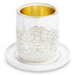 Kiddush Cup with Saucer - Jerusalem Design Modern Stone Finish
