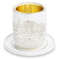 Kiddush Cup with Saucer - Jerusalem Design Modern Stone Finish