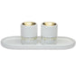 Shabbat Candle Lighting Set with Tray & Candlesticks - Polymer