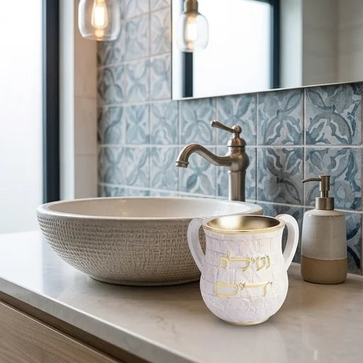 Netilat Yadayim Washing Cup - Kotel Stone Design Luxury Polymer