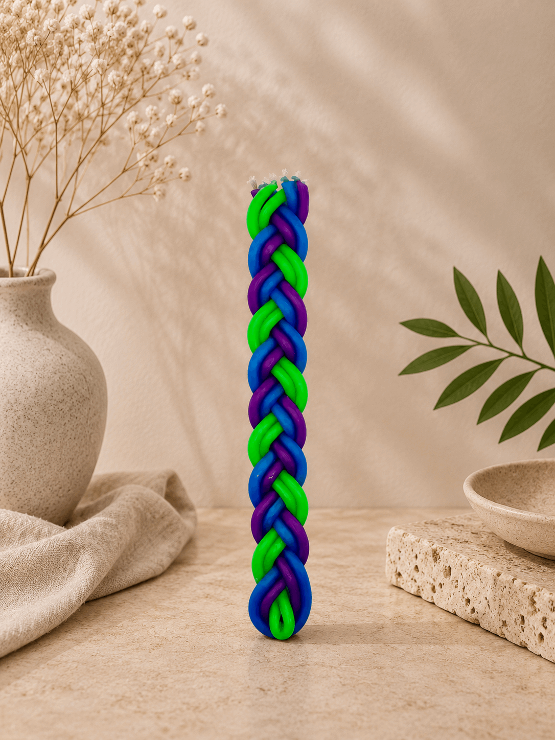 Havdalah Candle - Handcrafted Braided Design