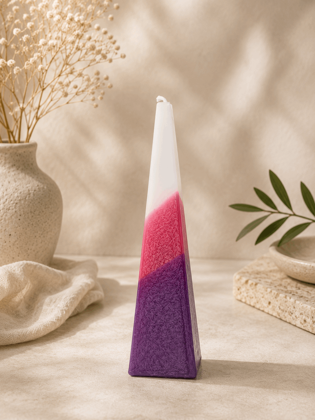 Havdalah Candle - Modern Pyramid Design Multicolor