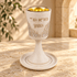 Kiddush Cup – Jerusalem Sand Finish Kiddush Cup with Gold Interior | Kotel Design & Matching Saucer