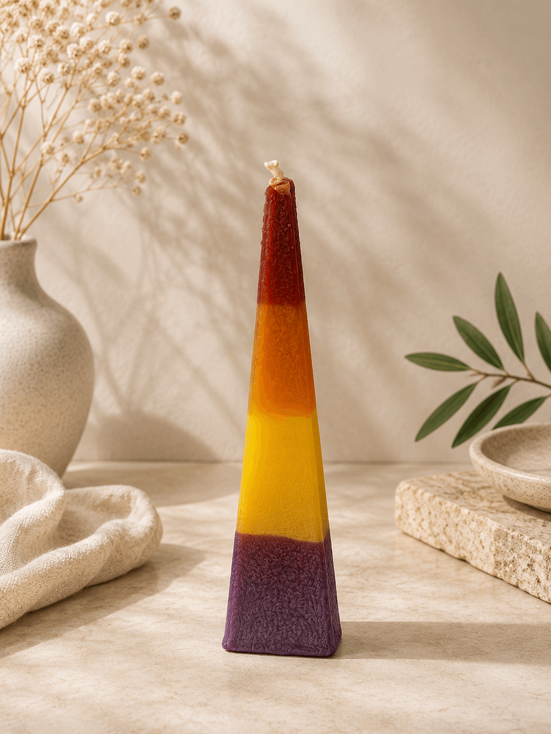 Havdalah Candle - Modern Pyramid Design Multicolor