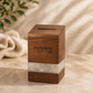 Tzedakah Box – Solid Wood & White Epoxy Charity Box | Wall Mounted Modern Judaica