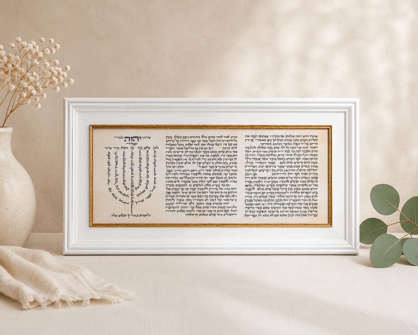 Pitum HaKetoret Framed Wall Art – Luxury Gold  with White Frame