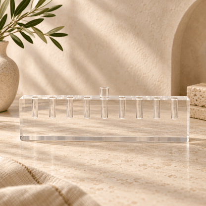 Hanukkiah – Clear Acrylic Hanukkah Menorah for Oil Cups | Modern Design
