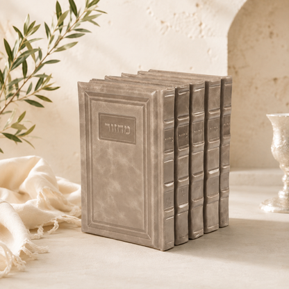 Machzor Set – Elegant XL Genuine Leather Hebrew Machzorim | Miller Beit Tefillah | Name Embossing