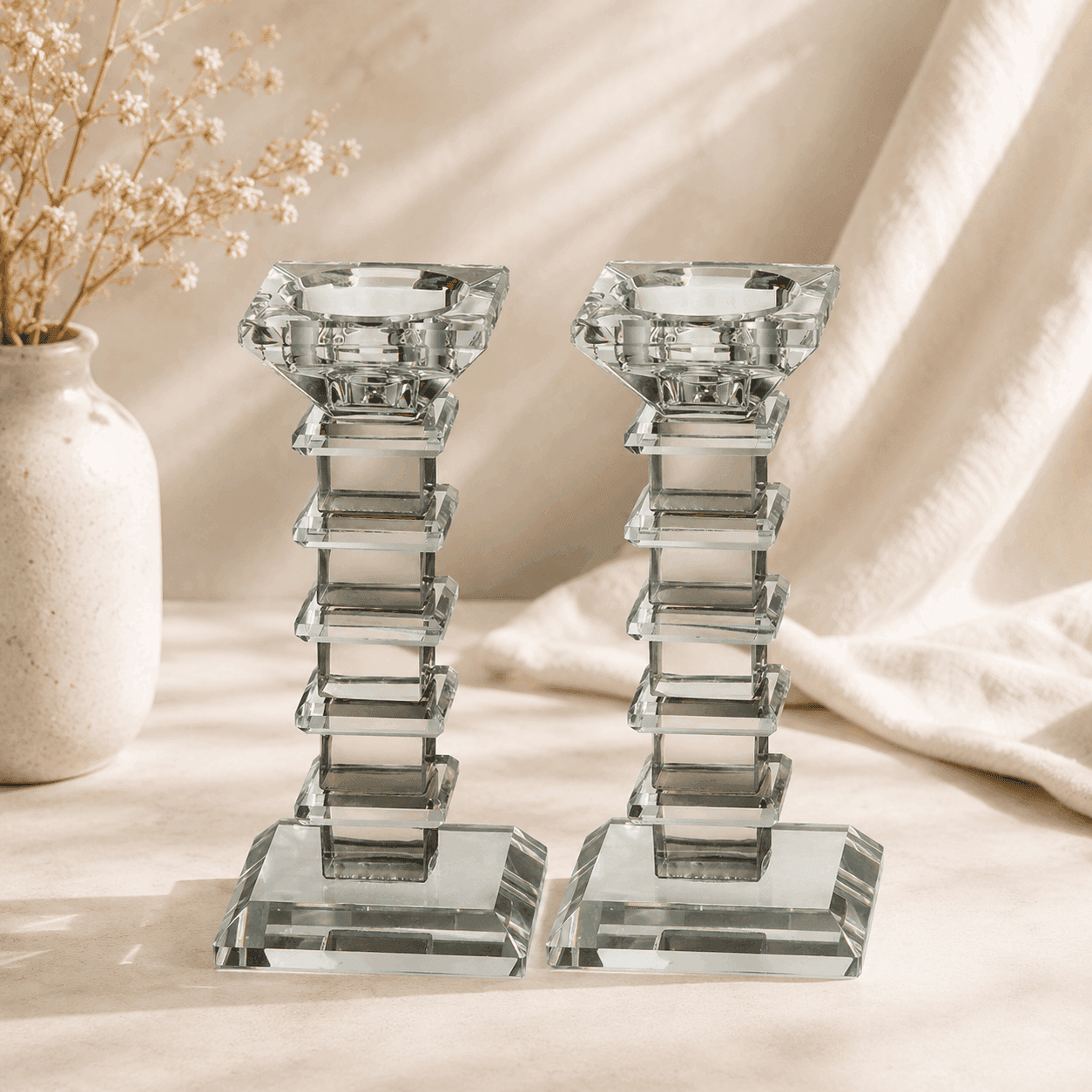 Shabbat Candlesticks Set - Crystal Elegant Luxury Design