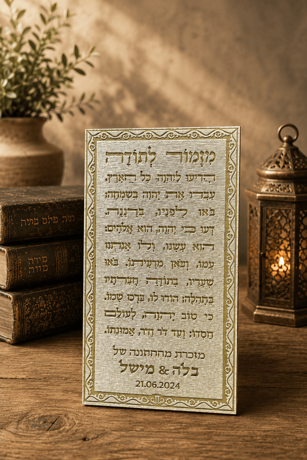 Mizmor LeTodah – Personalized Jewish Event Magnet | Names & Logo