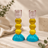 Candlesticks – Modern Glass Shabbat & Yom Tov Candlesticks | Pastel Blue, Yellow & Pink Bubble Design
