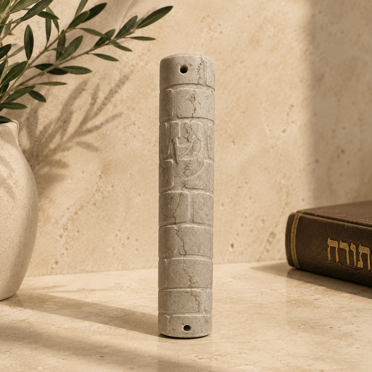 Mezuzah Case – Natural Marble Mezuzah | Fits 4.7" Klaf