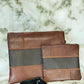 Tallit and Tefillin Bag Set - Genuine Leather Brown with Black and Python Embossed - Orot Judaica