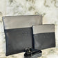 Tallit and Tefillin Bag Set - Genuine Leather Black and Gray - Orot Judaica