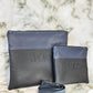 Tallit and Tefillin Bag Set - Genuine Leather Black and Blue - Orot Judaica