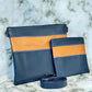 Tallit and Tefillin Bag Set - Genuine Leather Blue and Caramel - Orot Judaica