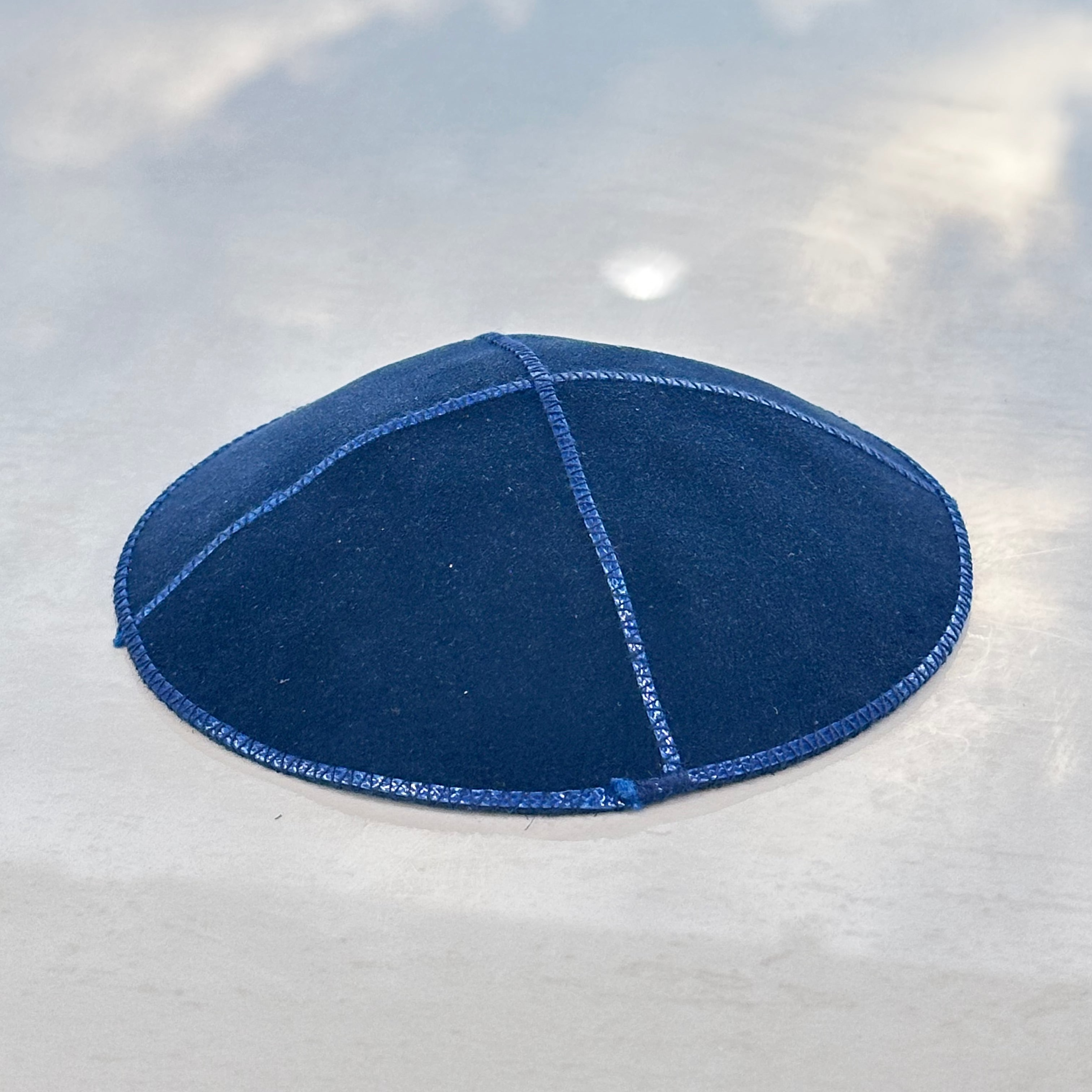 Blue Leather Kippah - Artman Style