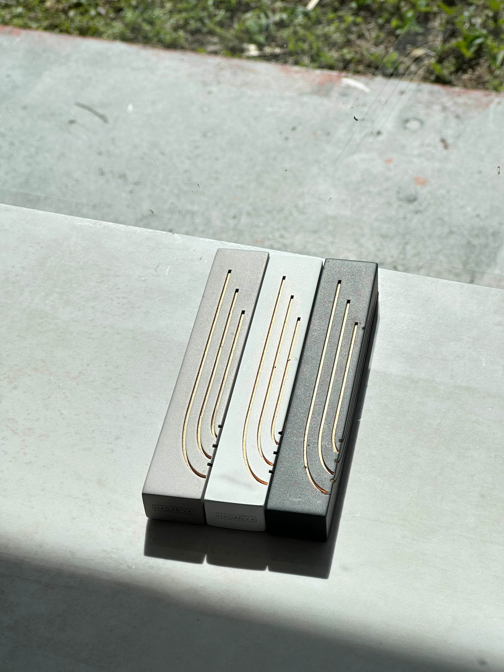 Luxury Concrete Mezuzah Case with Gold Engraving - Glam Collection - Orot Judaica