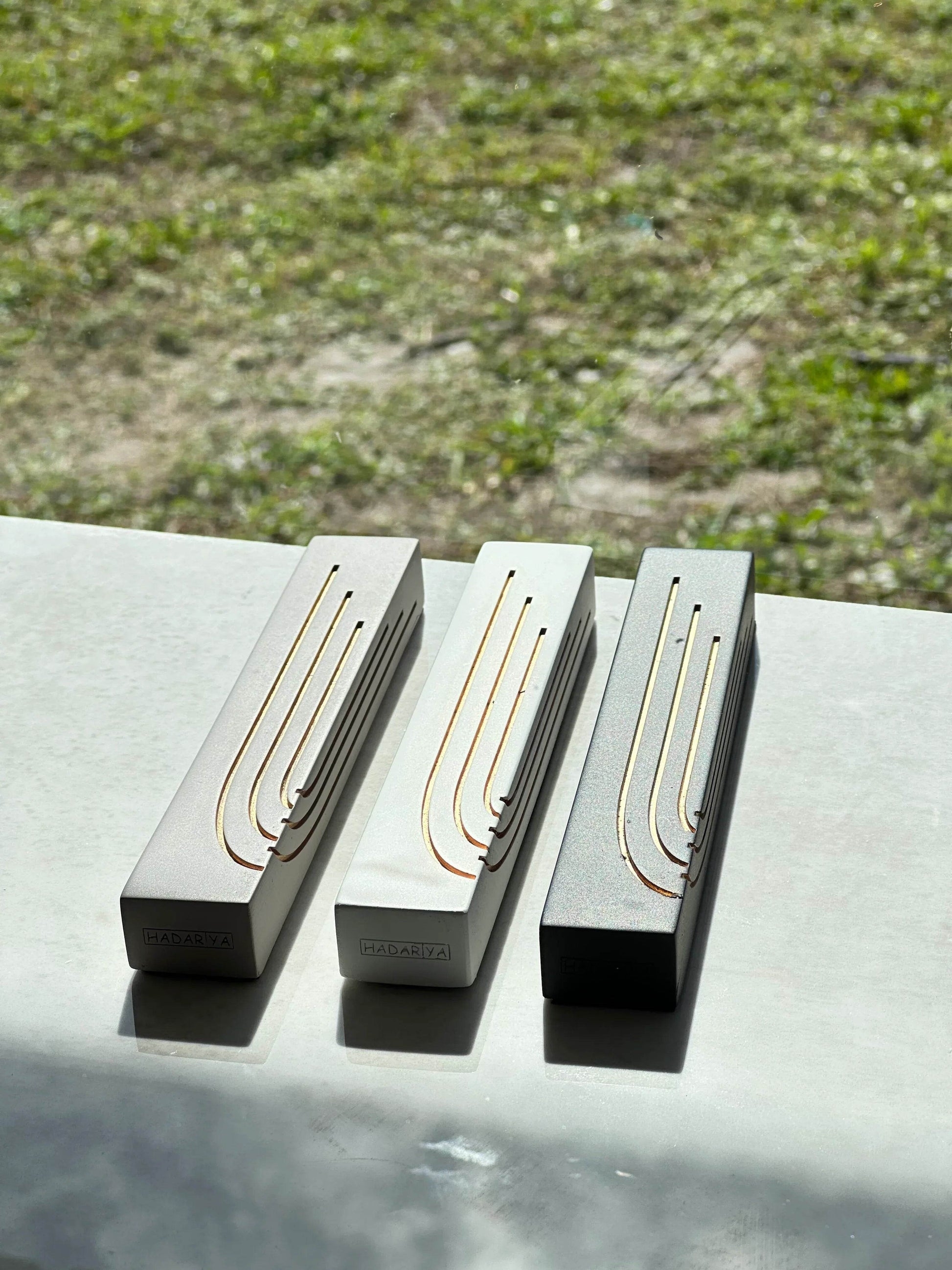Luxury Concrete Mezuzah Case with Gold Engraving - Glam Collection - Orot Judaica