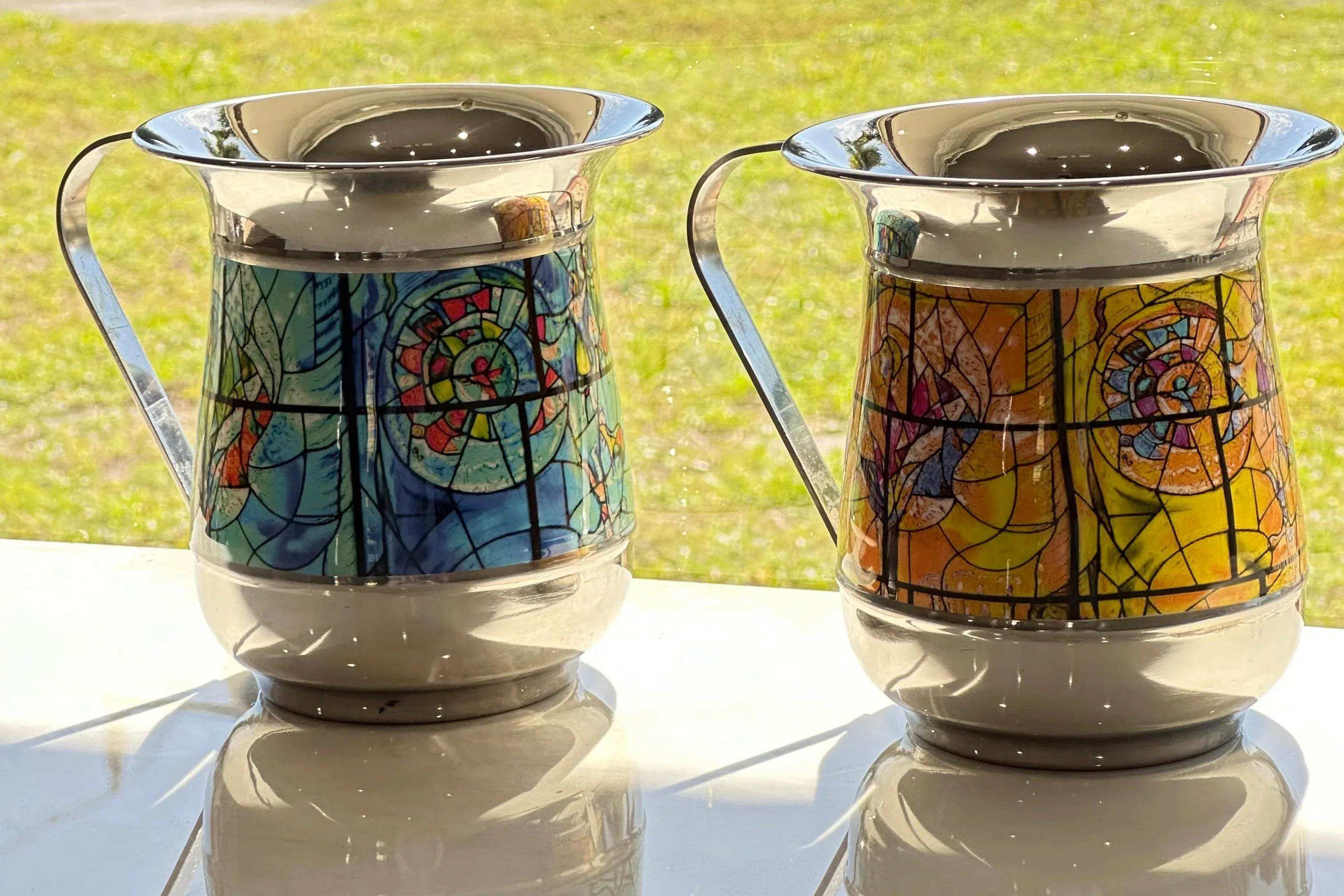 Stainless Steel Netilat Yadayim Washing Cup - Chagall Design - Orot Judaica