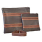 Tallit and Tefillin Bag Set - Genuine Leather Dark Brown with Light Brown Lines - Orot Judaica