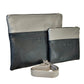 Tallit and Tefillin Bag Set - Genuine Leather Black and Gray - Orot Judaica