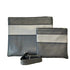 Tallit and Tefillin Bag Set - Genuine Leather Black with Gray Stripe - Orot Judaica