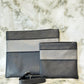 Tallit and Tefillin Bag Set - Genuine Leather Black with Gray Stripe - Orot Judaica