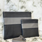 Tallit and Tefillin Bag Set - Genuine Leather Black with Gray Stripe - Orot Judaica
