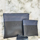Tallit and Tefillin Bag Set - Genuine Leather Black and Blue - Orot Judaica