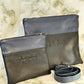 Tallit and Tefillin Bag Set - Genuine Leather Black and Blue - Orot Judaica