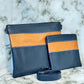 Tallit and Tefillin Bag Set - Genuine Leather Blue and Caramel - Orot Judaica