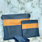 Tallit and Tefillin Bag Set - Genuine Leather Blue and Caramel - Orot Judaica