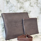 Tallit and Tefillin Bag Set - Genuine Leather Smooth Dark Brown - Orot Judaica
